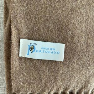 Luxury PORTOLANO CAMEL Tan 100% CASHMERE SCARF 12 X 58  PLUS FRINGE PRISTINE